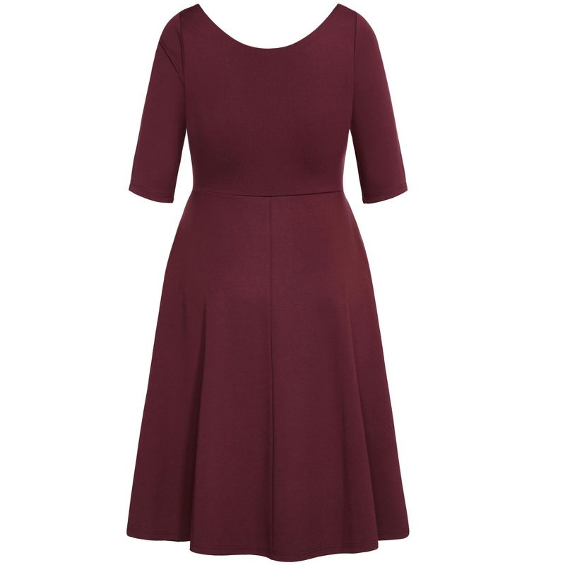 Women's Plus Size Cute Girl Elbow Sleeve Dress - oxblood | CITY CHIC, 5 of 6