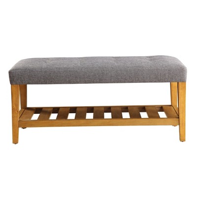 NicBex Modern 40.5" Bedroom Bench Wood Accent Stools with Open Shelf for Bedroom and Entryway