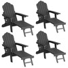 Sonkuki 4-Piece Folding Adirondack Chair with Retractable Ottoman, Fire Pit Patio Chair with Cup Holder Lawn Outdoor Lounge Chair - 2 of 4