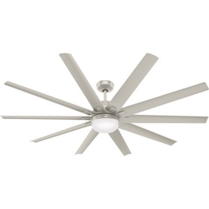 72" Overton Outdoor Ceiling Fan with LED Light Nickel - Hunter Fan: ETL Listed, 10-Blade, 6-Speed, Reversible Motor - 1 of 4