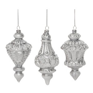 Transpac Glass 6.25 in. Silver Christmas Ornament Set of 3 - 1 of 2