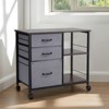 VEVOR Metal File Cabinet, Mobile Filing Cabinet with 3 Fabric Drawers and 2 Open Shelves, Wooden Vertical Filing Storage Cabinets with Wheels, Brown - 2 of 4