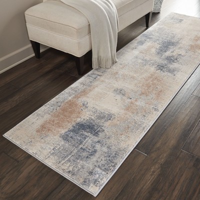 Handmade Beige/Grey Abstract Cotton Runner Rug