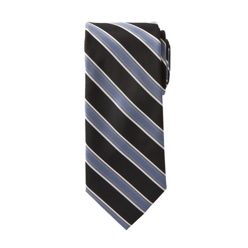 Navy & Silver Stripe Navy Blue Extra Long Tie