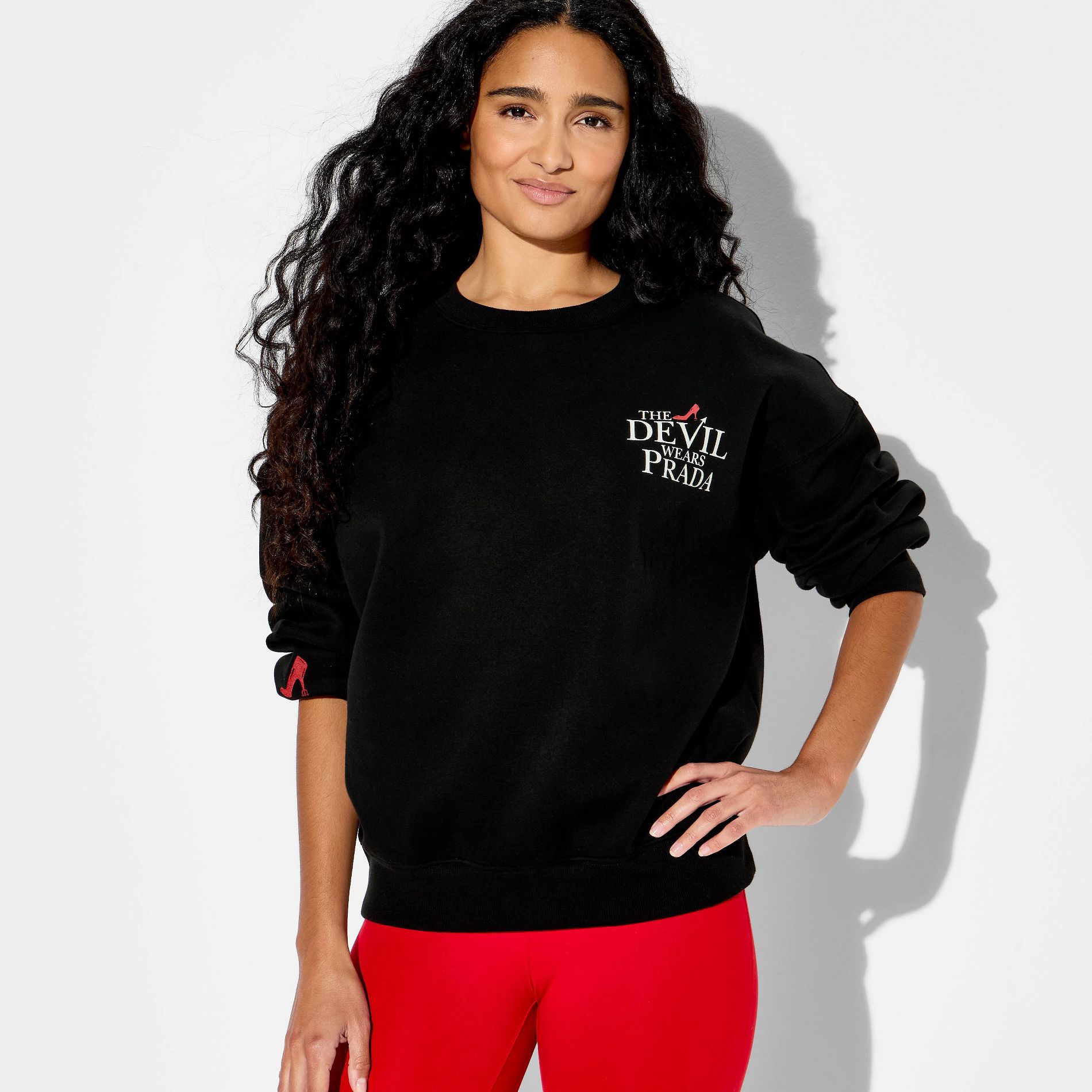 Women's The Devil Wears Prada Coffee Graphic Pullover Sweatshirt - Black