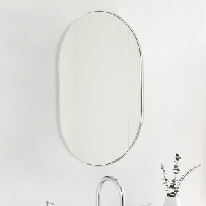 TEHOME Oba  Oval Metal Framed Wall Mounted Bathroom Vanity Mirror - 1 of 4