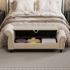 PAGED Modern Storage Bench, Tufted Velvet Ottoman with Storage, Antique Copper Nails Bed Bench with High Backrest, Entryway Bench - 2 of 4