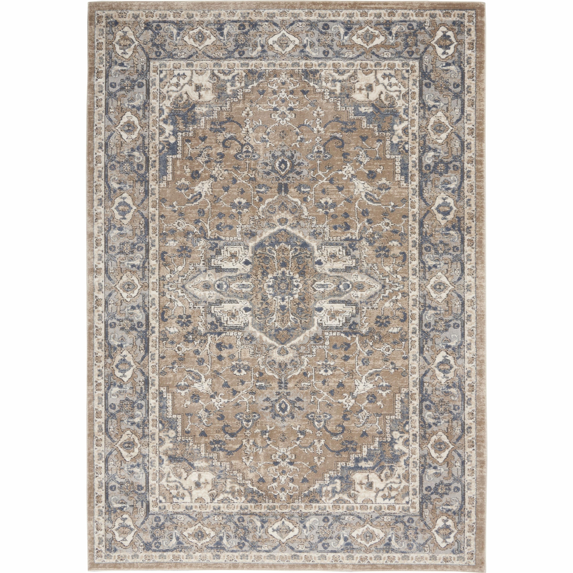 Nourison Concerto Center Medallion Indoor Rug Beige Grey 6' x 9'