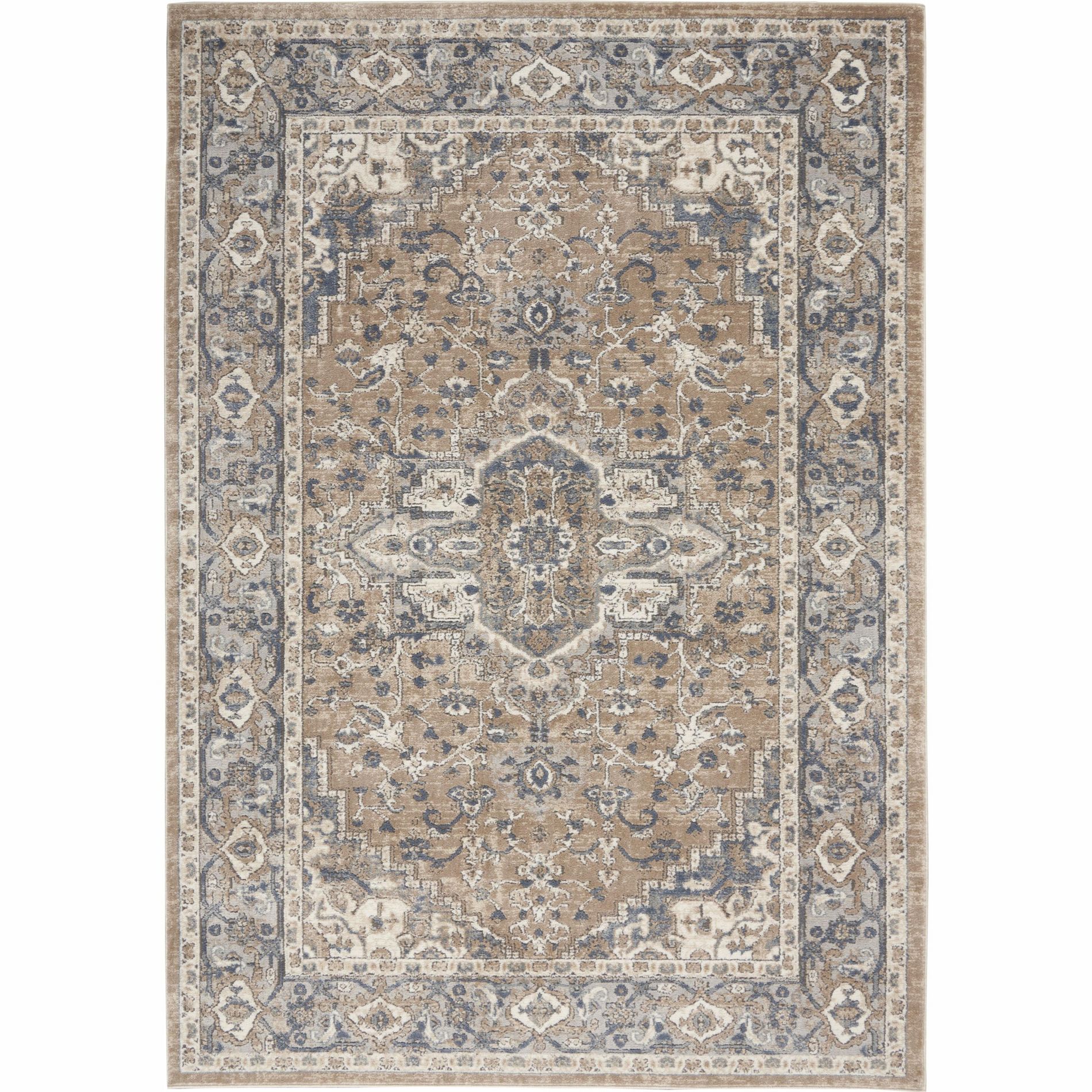 Nourison Concerto Center Medallion Indoor Rug Beige Grey 5'3" x 7'3"