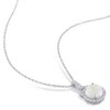 EVERLY JEWELRY | Sterling Silver 2 1/6ct TGW Opal and White Topaz Halo Charm Pendant with Chain, 18 inc - 4 of 4