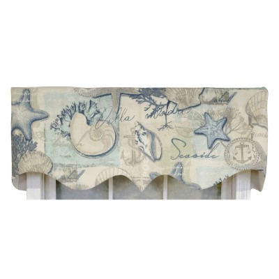 RLF Home 3" Rod Pocket High Quality Fabric Seaside Regal Valance for Windows 50" x 17" Blue