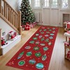 Christmas Ball Print Washable Accent Rug with Non-Slip Backing,Stain-Resistant Low Pile Xmas Holiday Carpet - 3 of 4