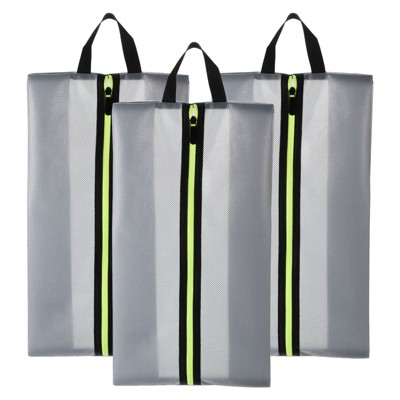 Unique Bargains Waterproof Durable Outdoor Travel Portable Shoes Bags with Zipper 3 Pcs