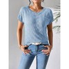 Womens Cap Sleeve Sweater Short Sleeve Checkered Sweater Round Neck Knit Tops with Chest Pocket - 4 of 4