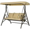 Resenkos 3-Seat Swing Chair, Cozy Porch Glider With Cushions, 3 Pillow Set, Sunshade Canopy, Khaki - 2 of 4