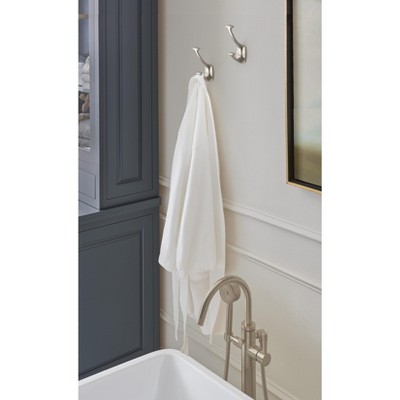 Satin Nickel Double Prong Decorative Metal Wall Hook