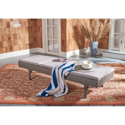 Cam Gray Wicker Outdoor Chaise Lounger with Cushions