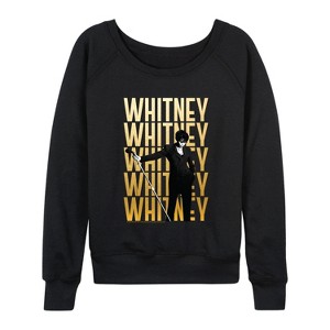 Women's - Whitney Houston - Whitney Gold Repeat Lightweight French Terry Wide Neck Long Sleeve Graphic Shirt - 1 of 4