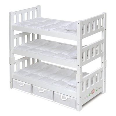 Photo 1 of Badger Basket 1-2-3 Convertible Doll Bunk Bed with Bedding and Baskets - White Rose