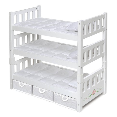 Badger Basket 1-2-3 Convertible Doll Bunk Bed With Bedding And Baskets -  White Rose : Target