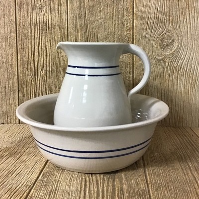 Heritage Hand Turned Blue Stripe Stoneware Wash Basin Bowl