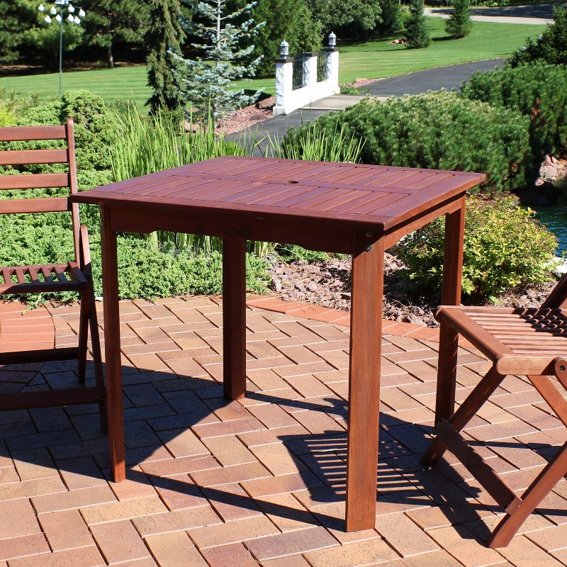 Sunnydaze Outdoor Meranti Wood with Teak Oil Finish Rustic Square Backyard Patio Dining Table - 31" - Brown, 3 of 10