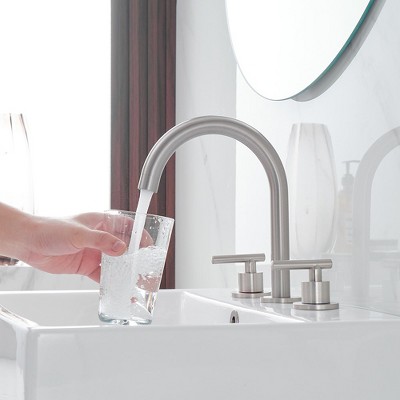 Brushed Nickel 8-Inch Widespread 2-Handle High-Arc Bathroom Faucet