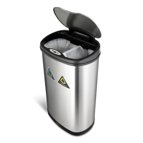 Nine Stars 18.5gal Motion Sensor D-shape Stainless Steel Recycling Trash  Can : Target