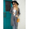 Women's Long Open Front Cardigan with Pockets - Lightweight Knit Duster with Side Slits - 4 of 4