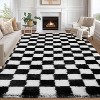 Modern Checkered Runner Rug, Ultra-Soft High Pile Non-Slip Shaggy Carpet for Hallway Bedroom Entryway - 2 of 4