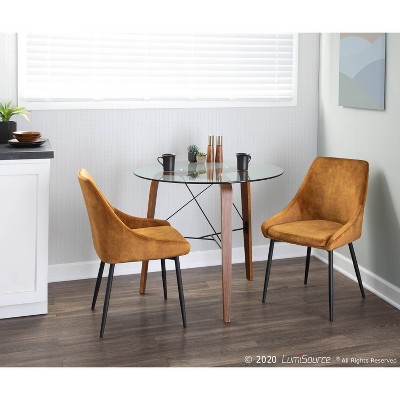 39" CosmoFlair Circular Glass & Walnut Wood Dining Table
