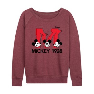 Women's - Disney - Mickey & Friends Lightweight French Terry Wide Neck Long Sleeve Shirt - 1 of 4