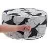 Saro Lifestyle Sketch Leaf Outdoor Ottoman, 21"x9" Round, Black/White - 2 of 4