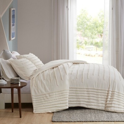 Intelligent Design 3Pcs Comforter Set, Modern Cozy Bedding Set, Cotton Bed Comforter, Ivory, Full/Queen — фото 5