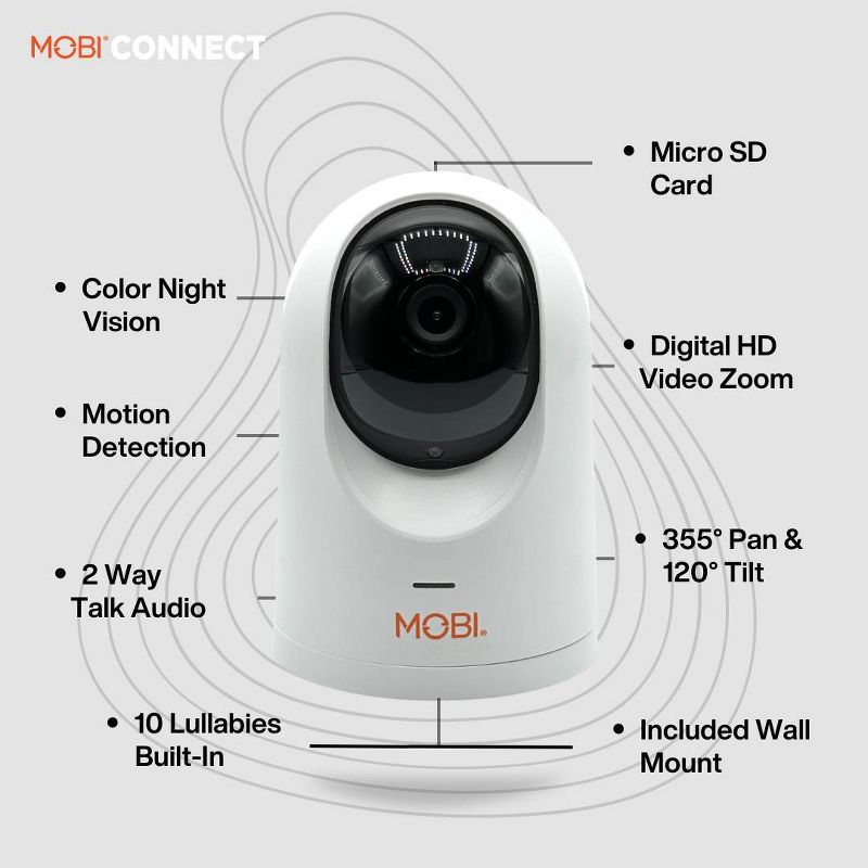 Mobi Cam Pro Smart Wi-Fi Pan &#38; Tilt Camera, 4 of 13