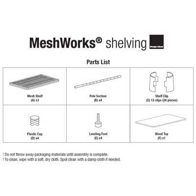 Silver Metal Mesh Storage Workbench with Wood Top