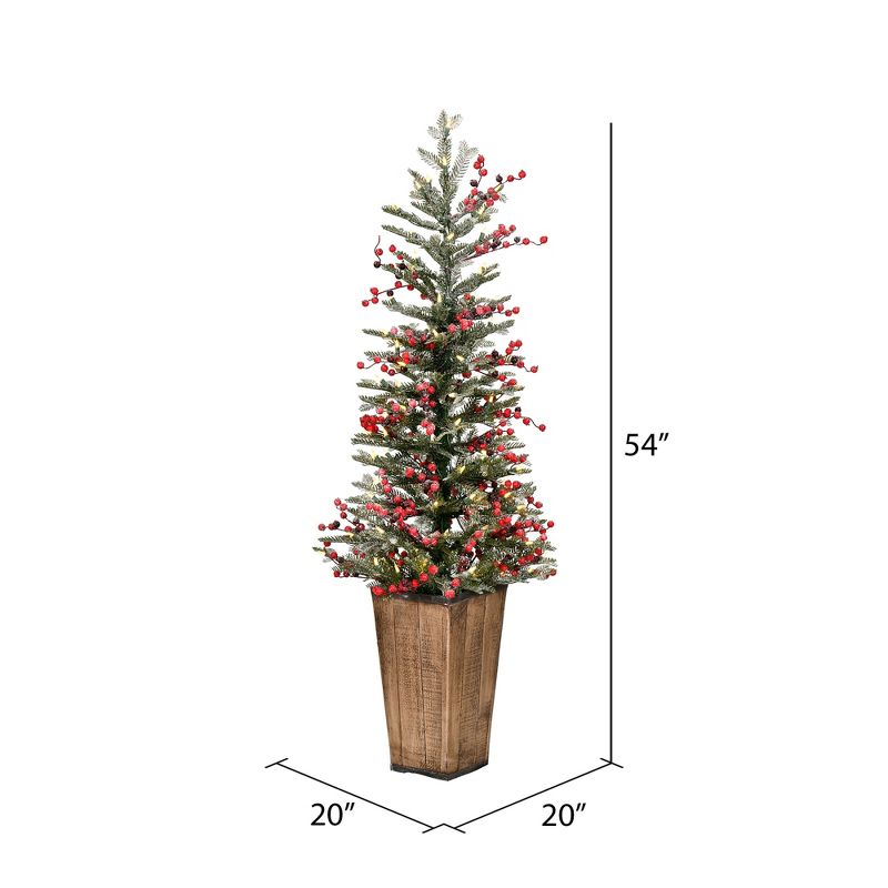 Vickerman Frosted Berry Potted Pine Artificial Christmas Tree, 3 of 5