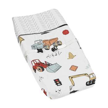 Sweet Jojo Designs Boy Changing Pad Cover Construction Truck Red Blue and Grey
