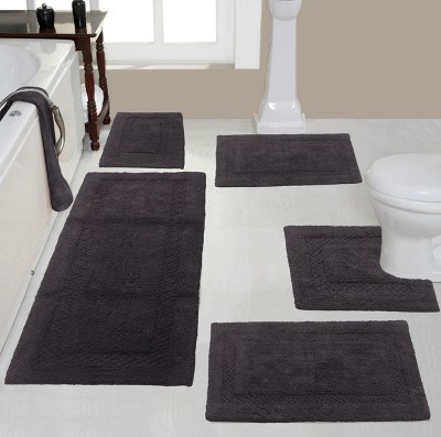 Home Weavers Inc Classy Bathmat Gray Cotton 2-Piece Bath Rug Set, Grey