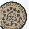Earth Rugs Irish Shamrock Printed Round Trivet – 10"x10" Braided Jute Table Mat with Lucky Clover Design - 2 of 3