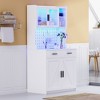 64 Farmhouse Kitchen Pantry Cabinet with Auto Sensor Light and Storage Cabinet with Ports - 2 of 4