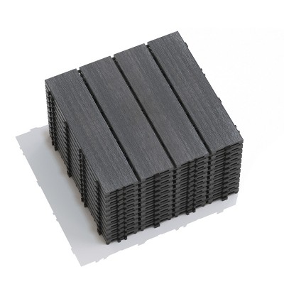 Syemin Carpet Tiles Patio Floor Tiles Composite Patio Deck Tiles DIY Interlocking Decking Tiles for Balcony Porch, Dark Gray, 14.6"*14.6"*20.5"