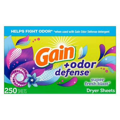 Gain Odor Defense Dryer Sheet - Super Fresh Blast - 250ct