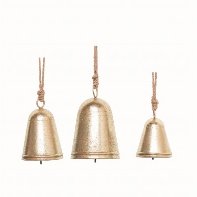 Transpac Metal Gold Christmas Hanging Bells Decor Set of 3