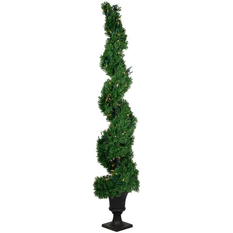 Northlight Real Touch™ Pre-Lit Artificial Cedar Spiral Topiary Tree, Clear Lights - 5.5', 5 of 10