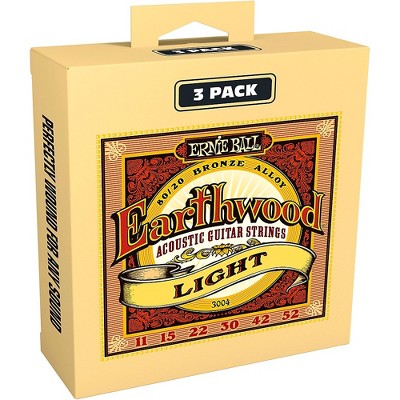 Ernie Ball 3004 Earthwood 80/20 Bronze Light Acoustic Guitar Strings 3-Pack