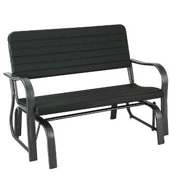Tangkula Outdoor Patio Steel Bench Loveseat Garden Seat