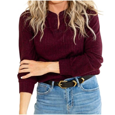 Women's Wineberry Knit Top - Democracy