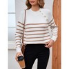 Whizmax Striped Long Sleeve Crew Neck Ribbed Knit Side Slit Oversized Pullover Sweater Jumper Top - 3 of 4