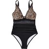 Clearlove Women's One Piece Swimsuit Bathing Suit V Neck Ruched Mesh Back Hook - 4 of 4
